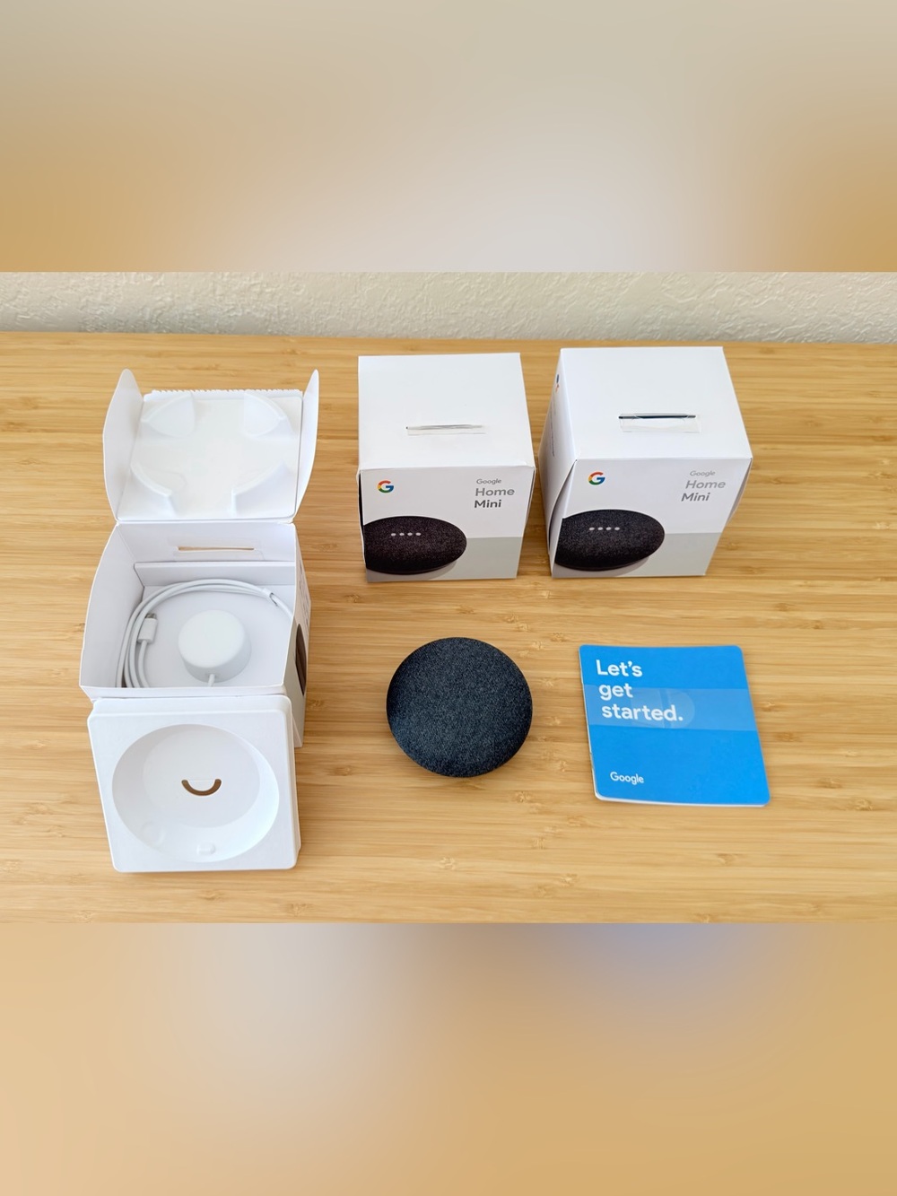 3 Google Home Mini 1st Gen Charcoal Smart Speakers Original Boxes Bundle